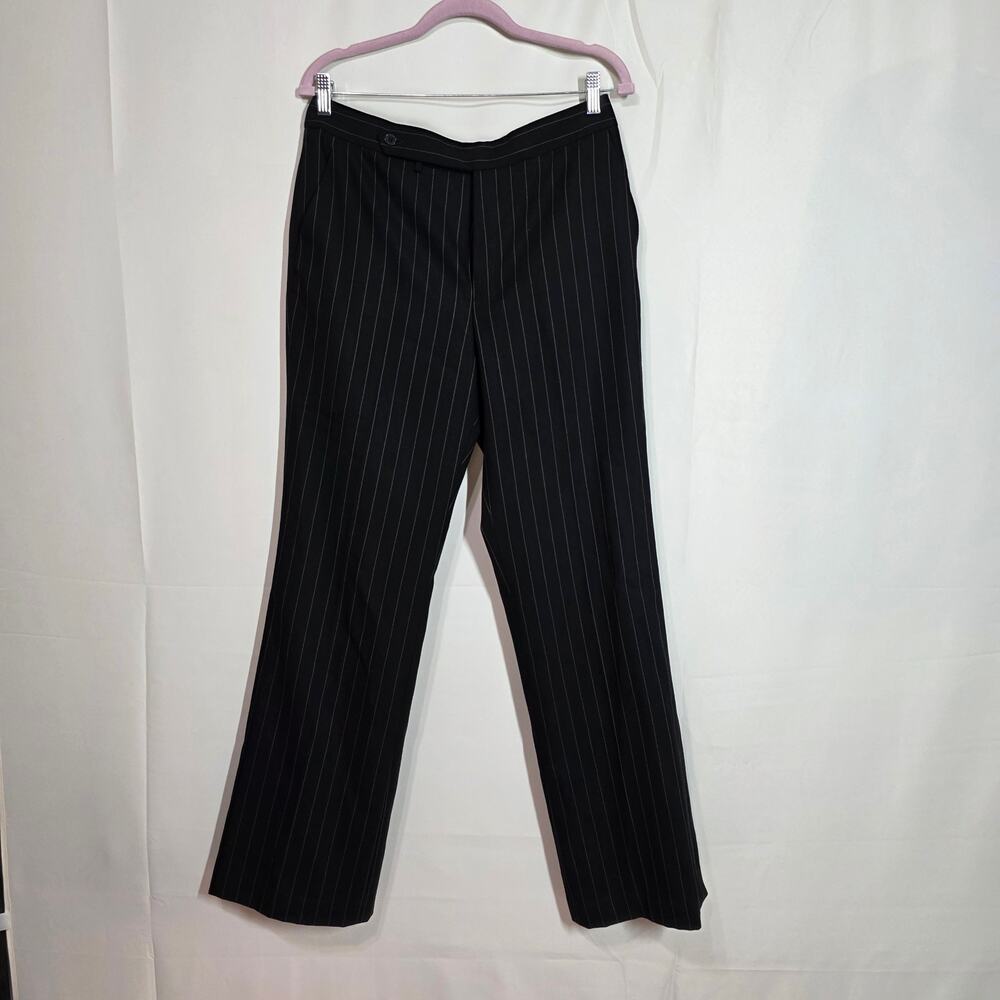 Lauren Ralph Lauren Black Pinstriped Wool Trouser Trouser Pants Size 10
